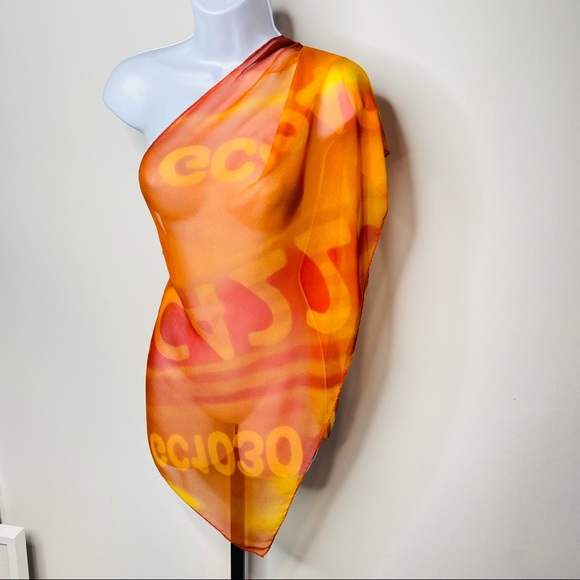 Vintage Ombre Sheer 100% Silk Coded Scarf - Picture 4 of 9